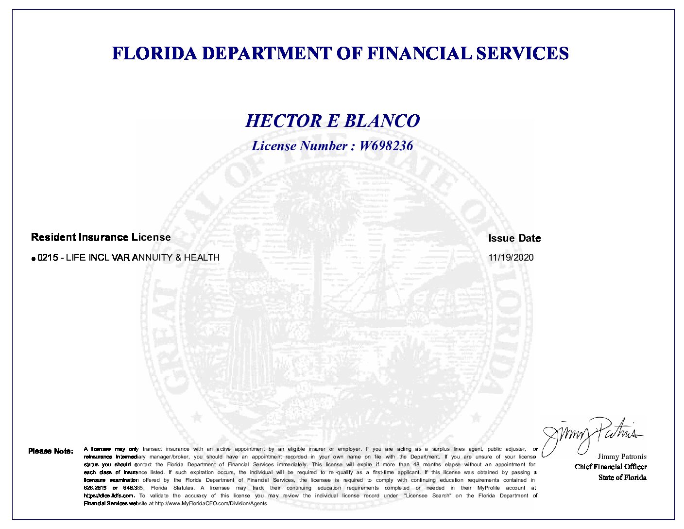 licencia de seguros